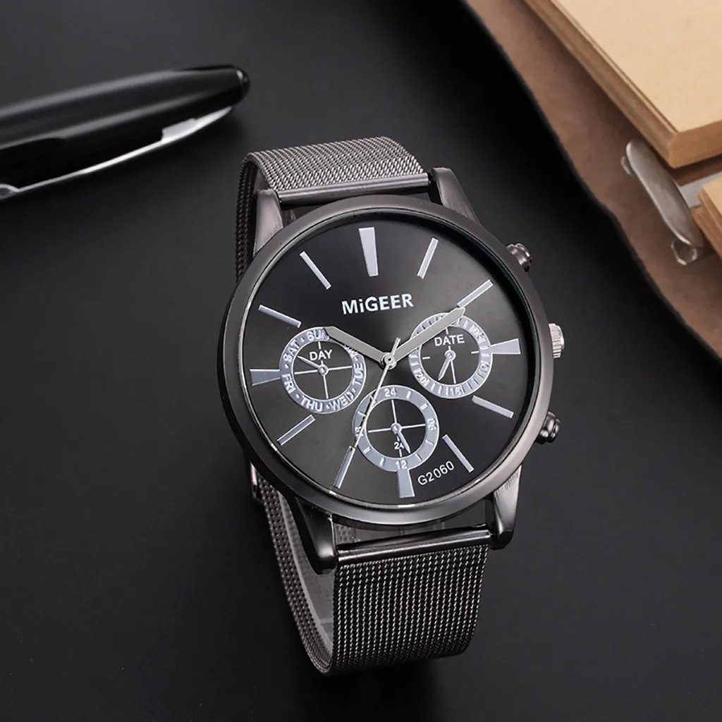 Мужские классические часы наручные reloj hombre со стальным ремешком кварцевые