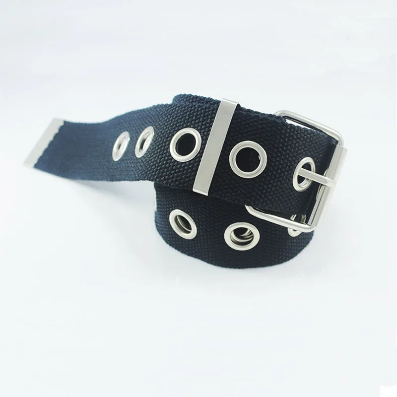 black 1 hole canvas Новые модные женские холщовые ремни, повседневные, индивидуальные, полые, регулируемые, одноцветные, пояс для студентов, джинсы, унисекс, поясные ремни 130 см Z30 - Цвет: black 1 hole canvas