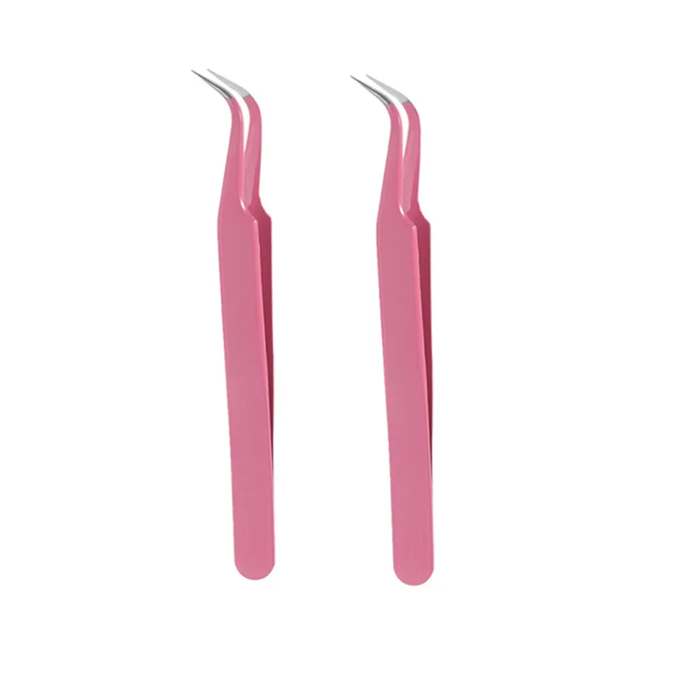2 PCS Curved 2 шт. пинцеты прямые, изогнутые для наращивания ресниц высокоточные Vetus щипцы для бровей пинцеты для маникюра инструмент для кусачек - Цвет: 2 PCS Curved