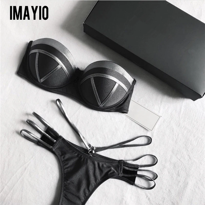 Женские Купальники Imayio бикини пуш-ап топ стринги комплект Золотая бразильская