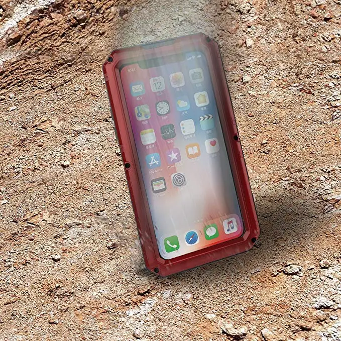 R-JUST для iPhone 8 X Водонепроницаемый металлический корпус тяжелых полное тело