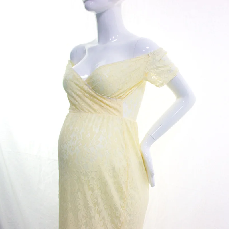 Белое кружевное платье для беременных женщин фотосессии с открытыми плечами