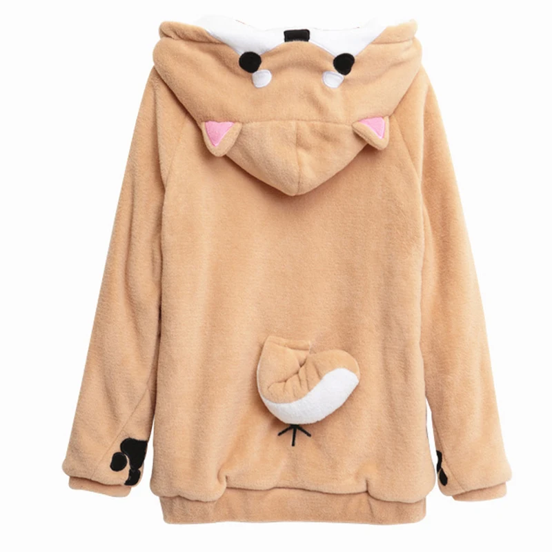 Bts Harajuku толстовки для женщин Kawaii Толстовка Зимняя плюшевая толстовка милый Пёсик
