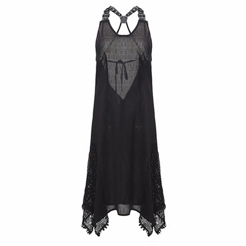 Лето в стиле Boho спинки Холтер Макси пляжные наряды Белый Черный V средства ухода