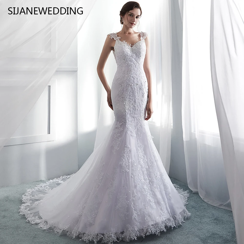 SIJANE Vestidos de Noiva глубокий v образный вырез винтажное свадебное платье годе