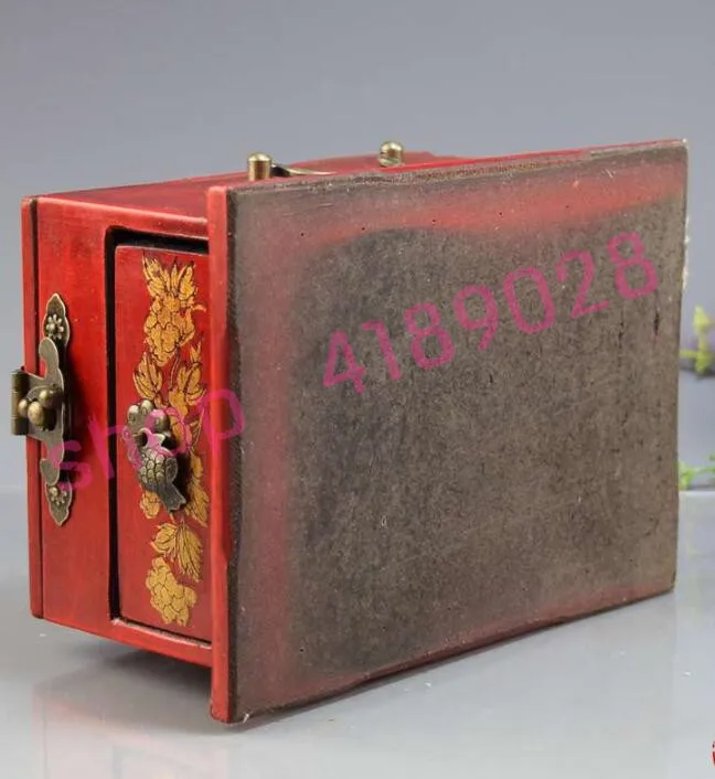 

100 solid wood, dragon and Phoenix double happiness, jewelry box / toilet box, antique collection.