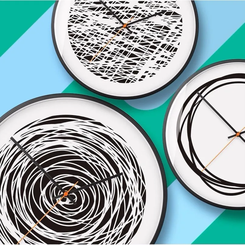 Минималистичные настенные часы белые черные в современном скандинавском стиле