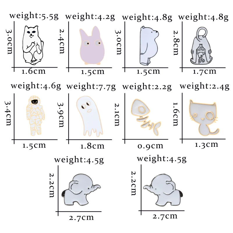 Женская эмалированная брошь в виде животного брошка слона кота медведя призрака
