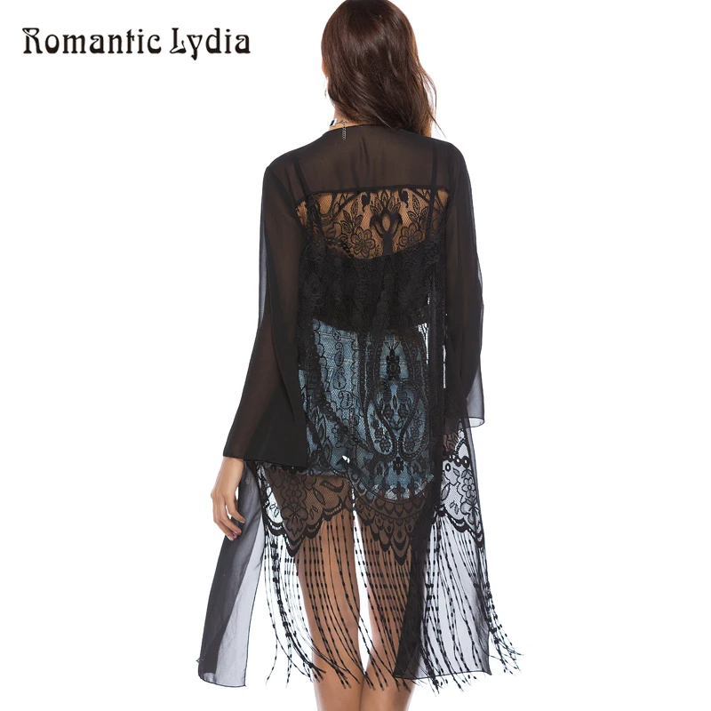 Solid Cardigan Women Chiffon Blouse Shirts Sexy Beach Long Femininas Blusas kimono Female | Женская одежда