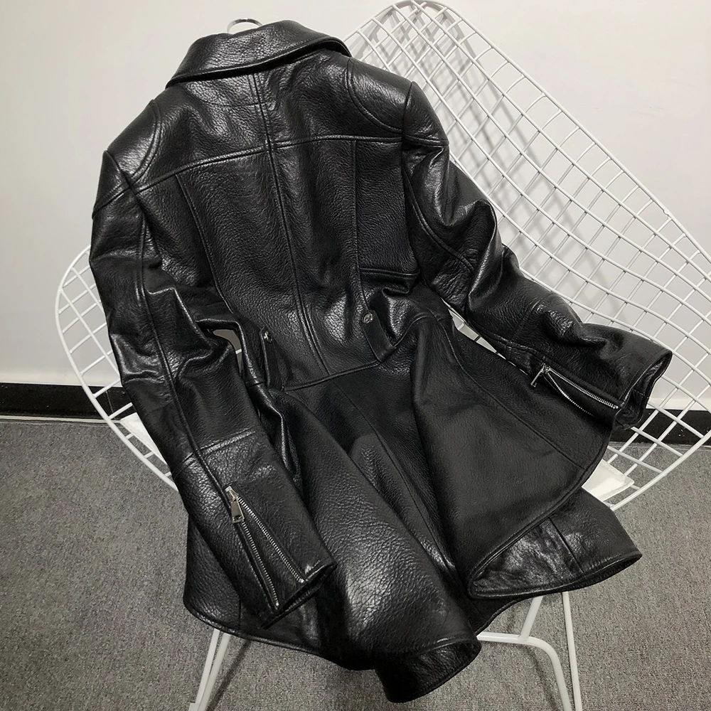 YOLOAgain women genuine leather jacket ladies asymmetrial long real | Женская одежда