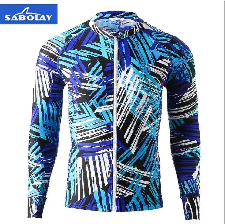 Мужская рубашка для плавания Sabolay купальный костюм с длинным рукавом УФ-защита