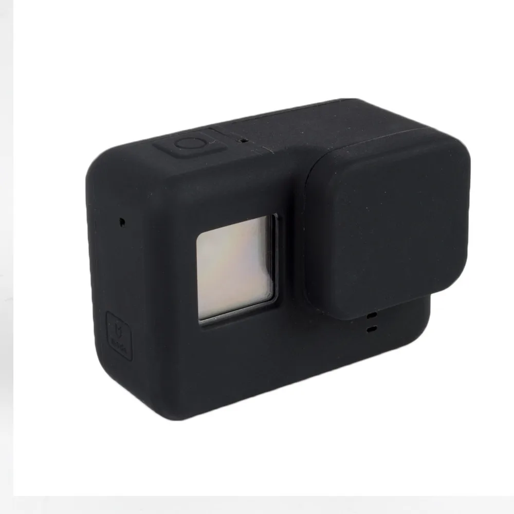 Black Для Go Pro Hero 5/6/7 мягким чёрным силиконовым ремешком, Камера Корпус чехол крышка Защитная линза Кепки мягкие резиновые Камера сумка для Gopro аксессуары - Цвет: Black