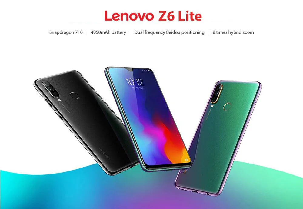 Смартфон lenovo Z6 Lite, 6 ГБ, 64 ГБ, Восьмиядерный процессор Snapdragon 710, трехъядерный, задняя камера, 19,5: 9, капля воды, 6,3 дюймов, 4050 мАч