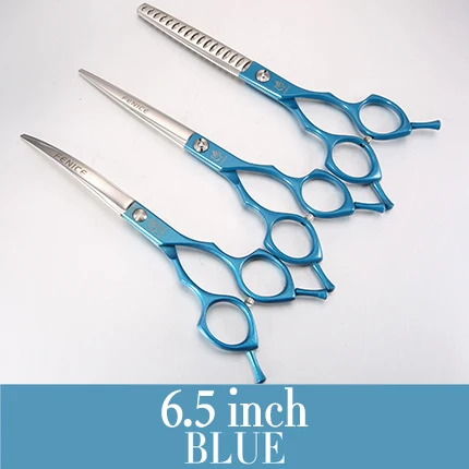 6.5 Blue Fenice профессиональные японские красочные 440c 6,5 дюймов ножницы для ухода за собакой Набор Резак тоньше чунковые изогнутые ножницы - Цвет: 6.5 Blue