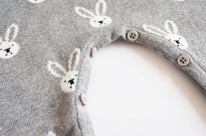 Детский цельный комбинезон с длинным рукавом Вязаный кроликом для новорожденных