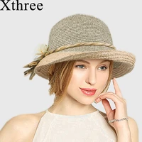 xthree good quality summer hat women raffia straw cap ladies big brim sun hat hat forgirlbeach hat