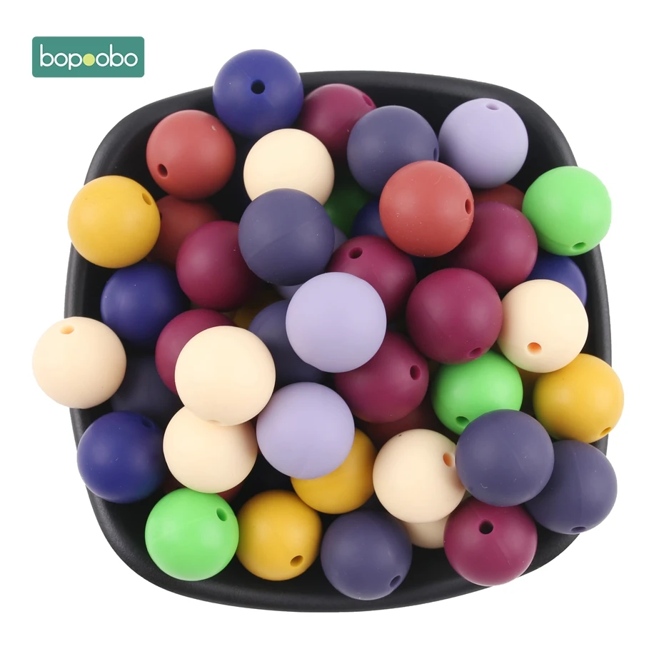 Bopoobo 10 шт, силиконовые бусины, новые цветные аксессуары, круглые бусины, пищевого качества, бусины, сделай сам, ювелирные изделия, Детские Прорезыватели, бусины медсестры 15 мм