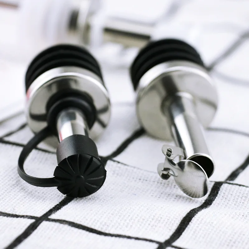 

Stainless Steel Wine Bottle Pourer Black Cap Home Kitchen Oil Bottles Stopper With Small Tube Kitchen Accessories Kitchen Tools