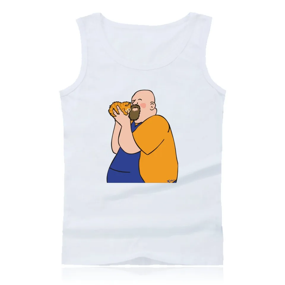 Забавные топы на бретельках с кошкой для отца и мужская рубашка без рукавов