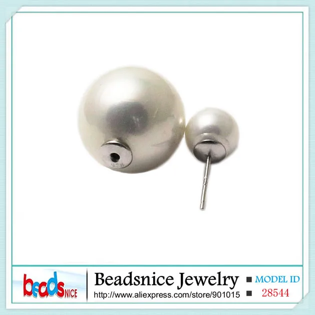 Beadsnice ID28544 hot sale real 925 silver double faced pearl earrings for women new style shell beads stud wholesale | Украшения и
