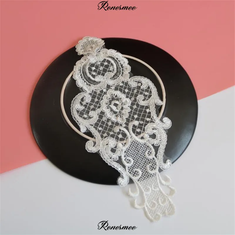 2 шт слоновой кости прозрачные блестки кружева аппликация в шитье ремесла для