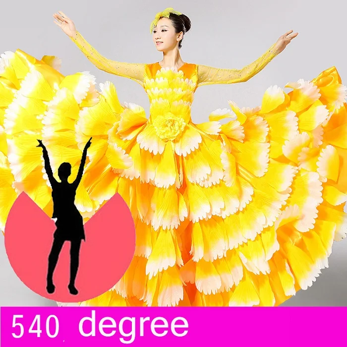 540 degree Испанский бой быков танец фламенко юбка бальное женское платье Цыганский красный сценический костюм для выступлений Дамская одежда DN3042 - Цвет: 540 degree