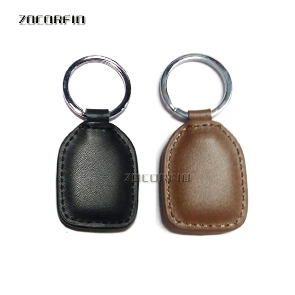 100pcs 125kHz RFID leather Proximity ID Card Entry Lock Door Access Control System Time Attendance  Token Tag Keyfob Ring