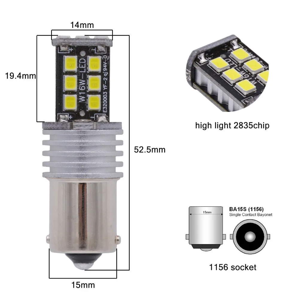 4pcs Super Bright 1156 P21W BA15S P21 / 5W 15 SMD 2835 LED Light Motor DRL Lamp Standby Steering White Red Yellow | Автомобили и