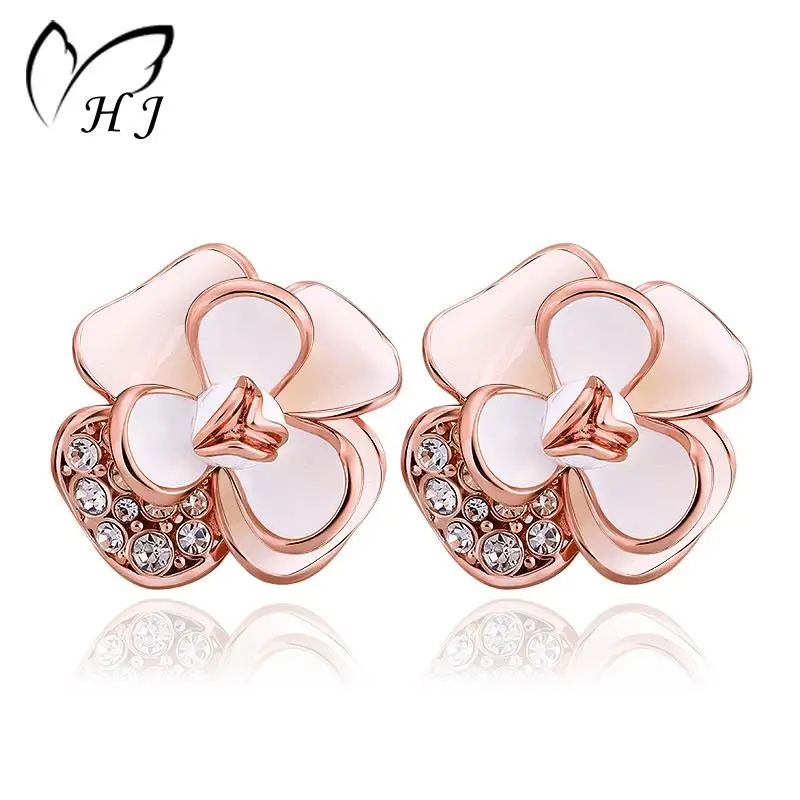 Fashion Jewelry 18K Gold Plated Earrings Austrian Crystal Flower Engagement For Women E939 | Украшения и аксессуары