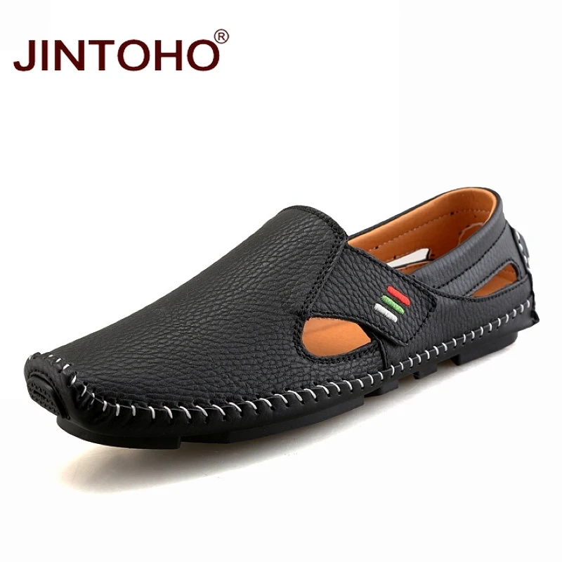 black Лето jintoho/мужская повседневная обувь; дышащая мужская обувь; модная мужская обувь для взрослых; брендовая мужская обувь из натуральной кожи; повседневные мужские лоферы - Цвет: black