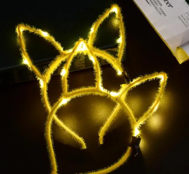 Светодиодная подсветка светящийся ободок с кроличьими ушками зайчик для женщин