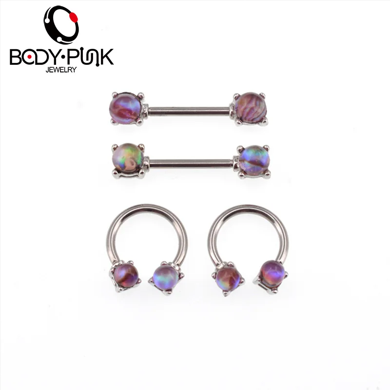 Штанги для тела в стиле панк круглые соски с каменной штангой 4 шт. ювелирные