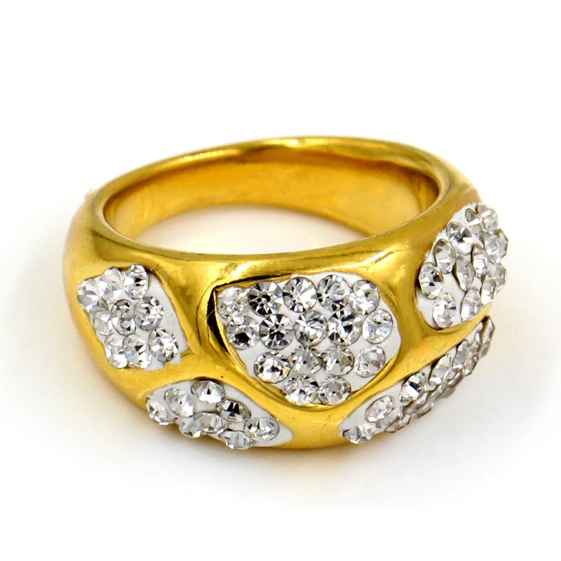 Роскошные золотые кольца с фианитом класса ААА женские круглые из нержавеющей