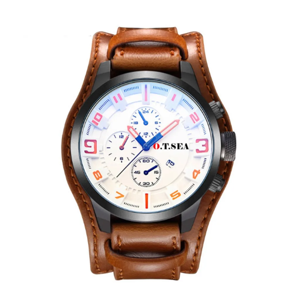 Мужские спортивные кварцевые часы Reloj Hombre мужские Роскошные наручные с кожаным