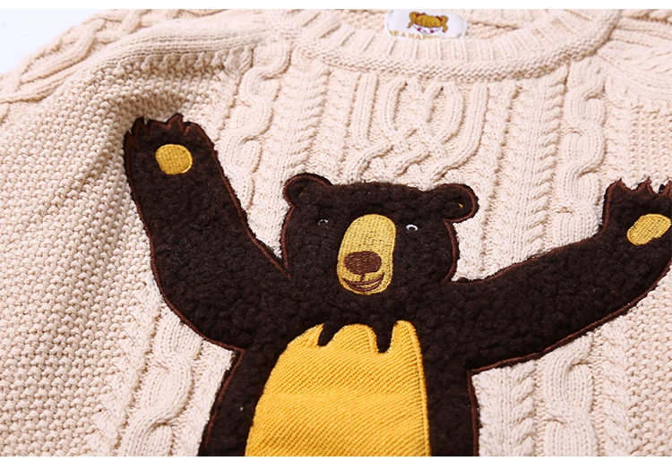 High Quality Bear Patch Women Thick Warm Sweaters Crew Collar Tricots Tops Winter Knitwear New Design Female Jumper Knitted Coat