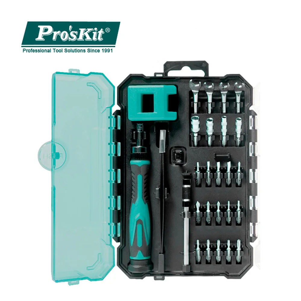 Pro'skit SD-9827M Многофункциональный 27 в 1 прецизионный ключ для обслуживания Отвертка Пинцет инструмент группа бытовые инструменты для ремонта