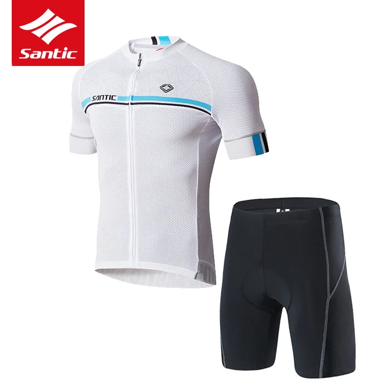 white set Santic, набор для велоспорта, для мужчин, Pro Team, Триатлон, велосипедный костюм, 4D, мягкий, MTB, шоссейный велосипед, Джерси, набор, одежда для велоспорта, Ropa Ciclismo - Цвет: white set