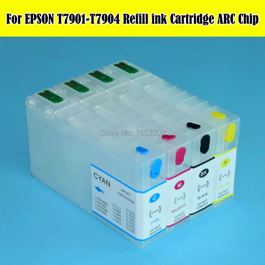 4 шт./лот T7901 T7902 T7903 T7904 Заправляемый чернильный картридж для Epson WF-5110/WF-5620/WF-5690/WF-5190