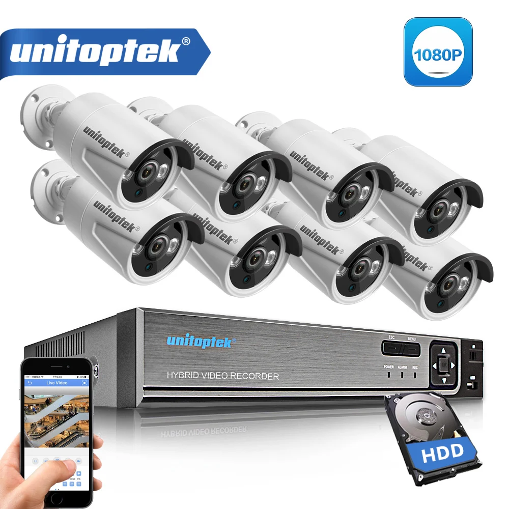 Система видеонаблюдения 8CH 1080P AHD DVR 8 шт. 2.0MP 3000TVL охранная камера IR наружная H