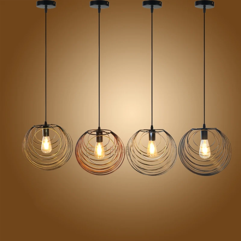 Ретро подвесной светильник из кованого железа в виде птичьей клетки необычная