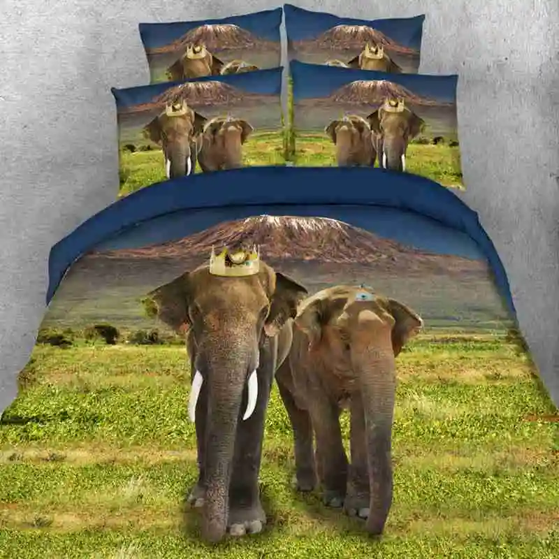 Free shipping 3d leopard wolf elephant dog lion bedding set 1 duvet cover&2 pillow cases twin/full/queen/king/super king size | Дом и сад