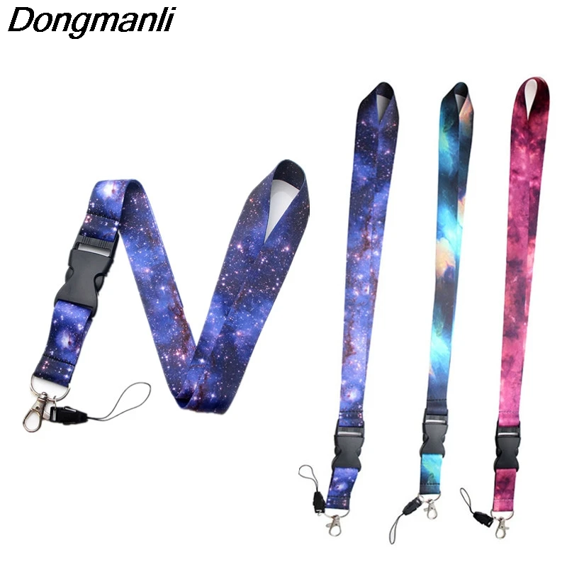 

DMLSKY Fashion Starry Sky Printed keychains for women Lanyard for key badge ID Mobile Phone Rope Lanyards Neck Straps M2338