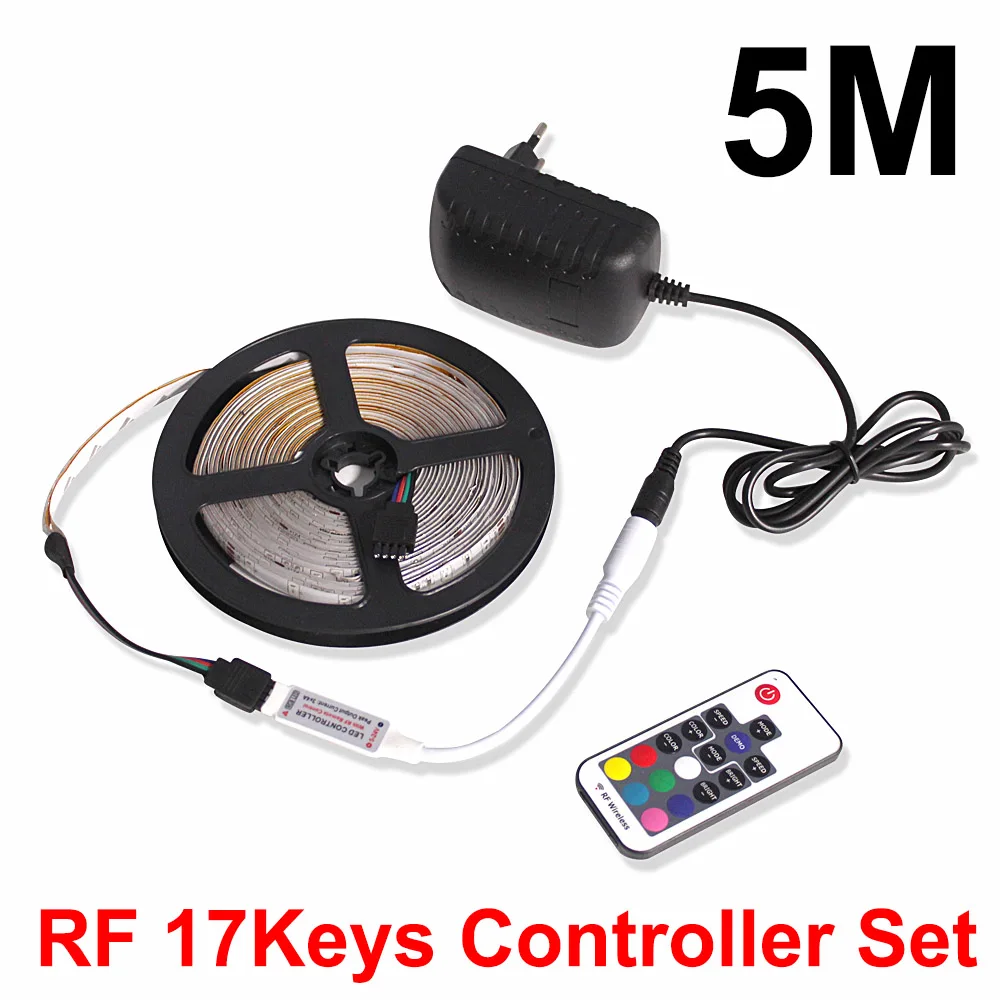 Ночник 2835 светодиодный RGB ленточный светильник 12V lampara для телевизора, кухонного шкафа, декор для туалета, ночной Светильник ing RF Bluetooth, wifi контроллер - Испускаемый цвет: 5M RF 17Keys Set