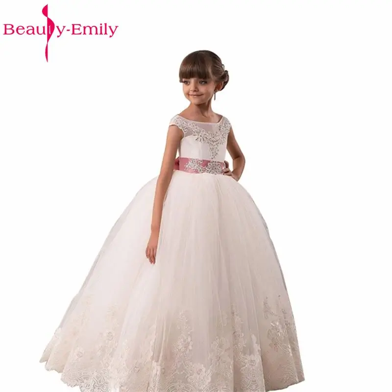 Beauty Emily/Платья с цветочным узором для девочек 2019 г. Для свадьбы кружевное