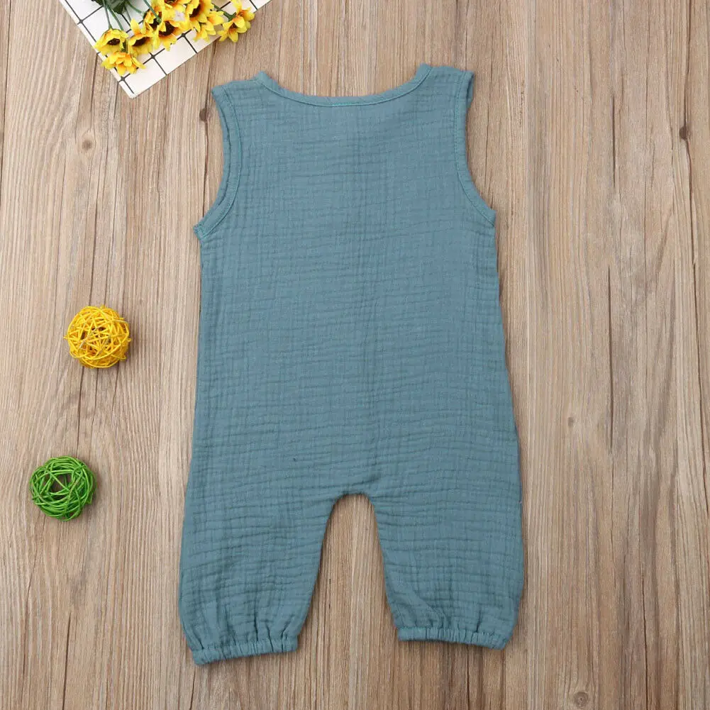 Комбинезон из хлопка и льна для новорожденных мальчиков девочек комбинезон с