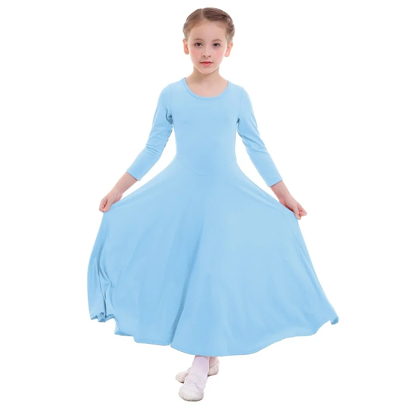 Light Blue Балетное платье для девочек; детское платье; элегантный балетный танец; Плиссированное Платье для танцев для девочек; длинное литургическое платье для танцев - Цвет: Light Blue
