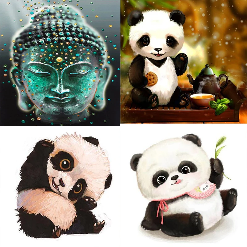 5d полная круглая Алмазная вышивка значок Будды и детская любовь панда картина