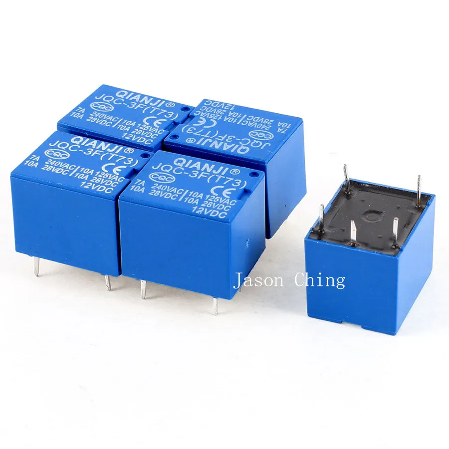 10 шт. JQC-3F(T73) PCB Mount DC 12V SPDT 5 Pin Mini Power Relay Blue | Обустройство дома
