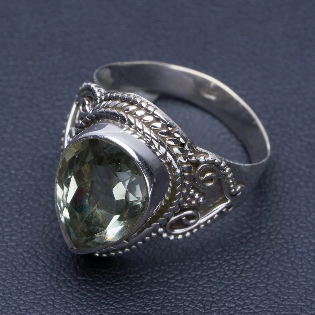 Натуральный Зеленый Аметист уникальный дизайн кольцо из стерлингового серебра