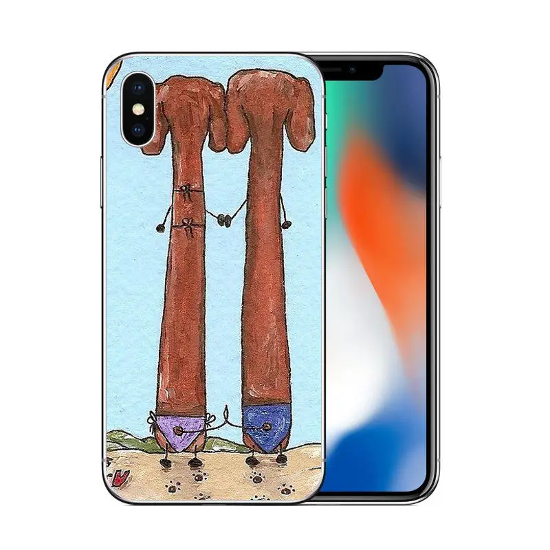 Милый мультяшный Мягкий силиконовый чехол для телефона с таксой iPhone XS MAX XR 5 5s SE 6 6S
